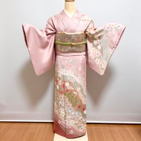 【訪問着】H-32ピンク　（霞に花）