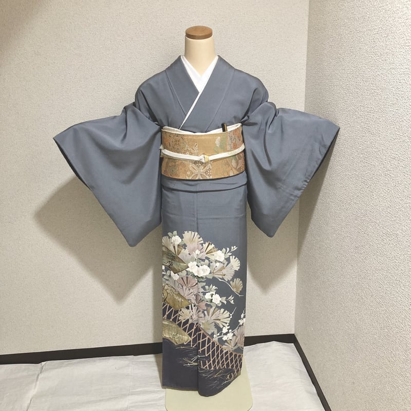 色留袖 東海道五十三次 金通し 灰桃色 KK-1679 色留袖 東海道五十三次 金通し 灰桃色 KK-1679