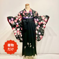 【二尺袖（着物だけ）】N-19　黒 桜尽くし