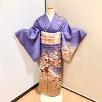 【訪問着】 H-14　紫（地紙に松竹梅）