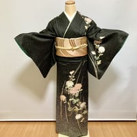 【訪問着】H-24 黒（波に彩り菊）