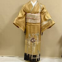 袷着物 叩き染め　上品枝花模様　金彩 ピンク 訪問着 12HM39 楽天市場】【新品】 訪問着 着物 正絹 袷 金駒刺繍 金彩加工 ピンク 桜