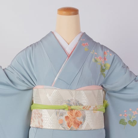 【訪問着】H-6　水色　(四季花尽くし)