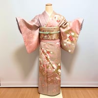 【訪問着】H-4　グラデーションピンク　(雪輪に几帳）
