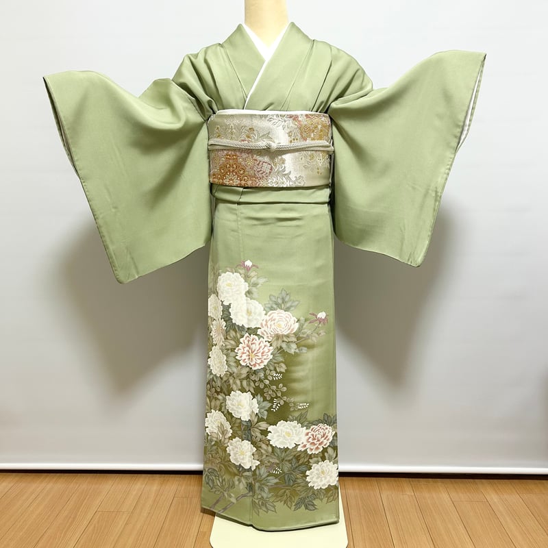 色留袖】 TC-7緑（牡丹） | 髪結・レンタル着物 ヘアセットCOCO