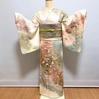 訪問着】H-30(たたき染めに金彩枝梅） | 髪結・レンタル着物 ヘア
