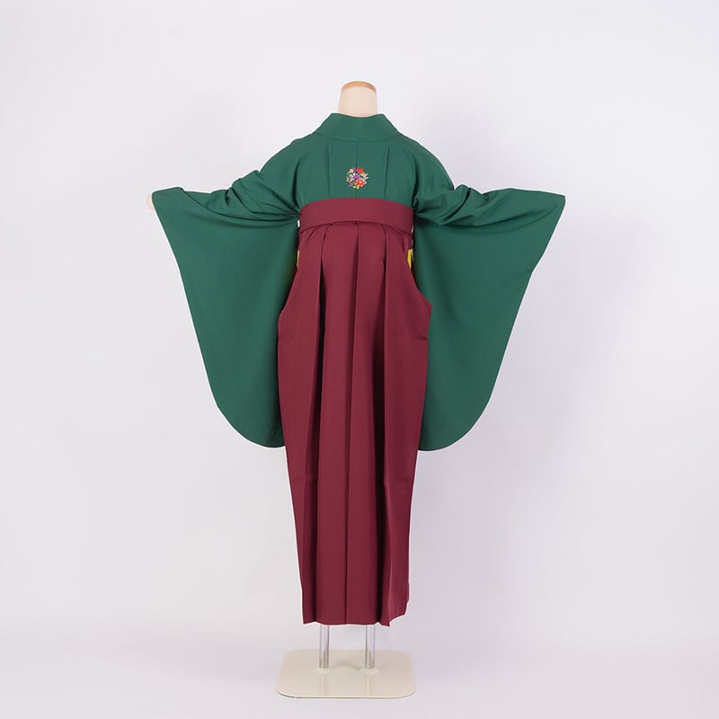 2尺袖 ポリエステル着物 コスモス 桔梗 紋意匠 袴向き SOUBIEN 二尺袖 着物 ショート丈 単品 袴 卒業式 青 灰色
