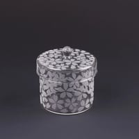 【 蓋付きケース　円柱　大】サンドブラスト平彫りによるガラス工芸作品