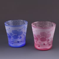 【天開オールドグラス（ペア）】サンドブラスト段彫りによるガラス工芸作品