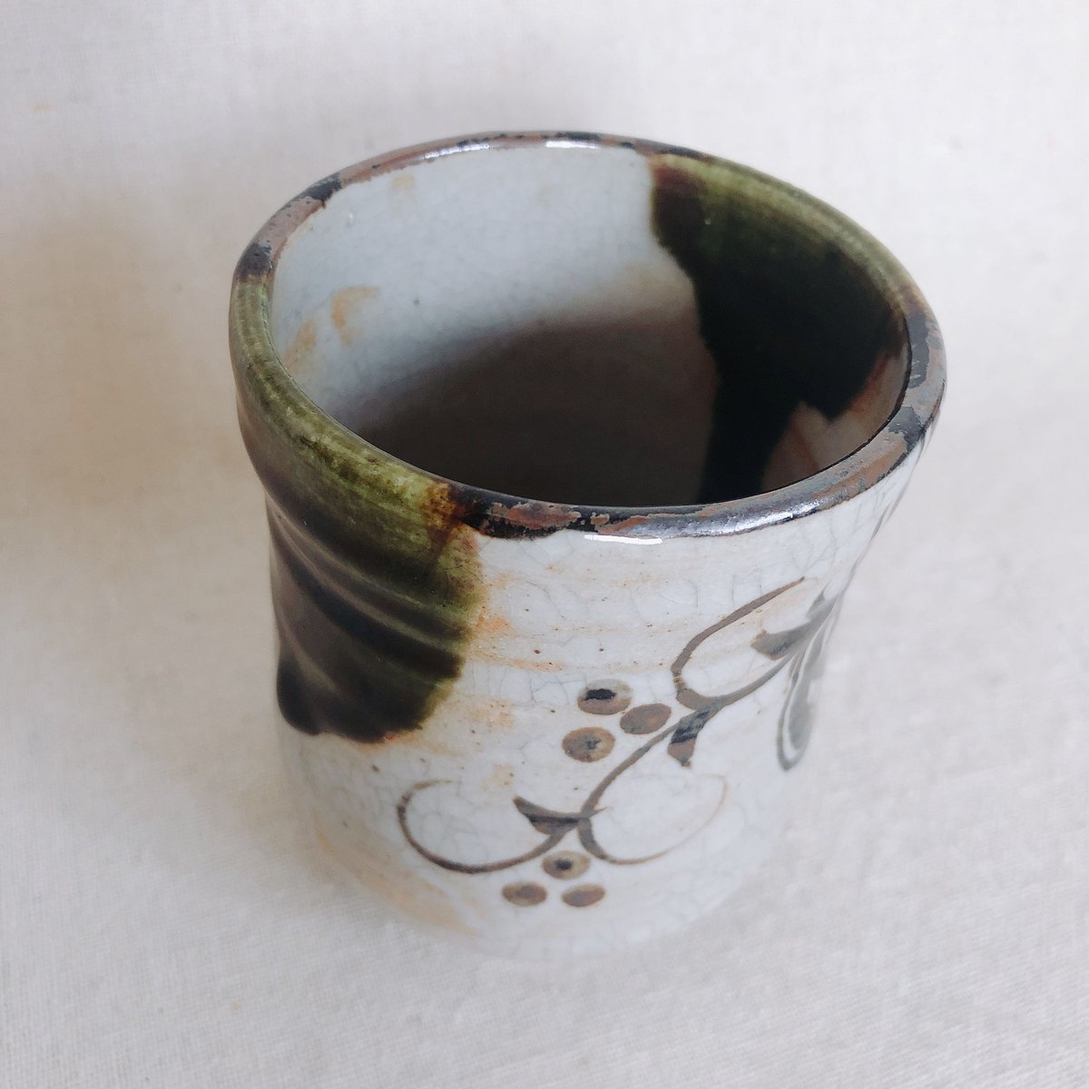 織部　湯呑み 湯呑（湯飲み茶碗） 瀬戸焼 織部水玉仙茶 白峰園 織部焼｜和食器