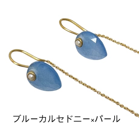 ストーンフックチェーンピアス