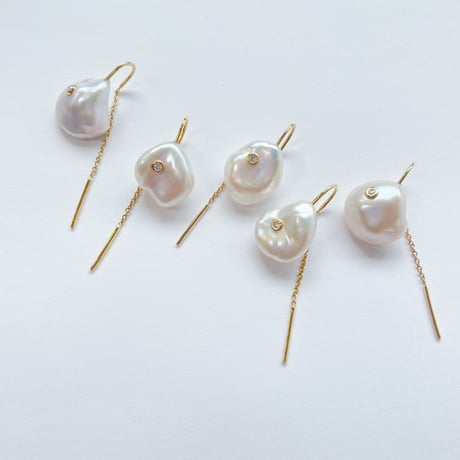 ケシパールピアス(K10)（ダイヤ）