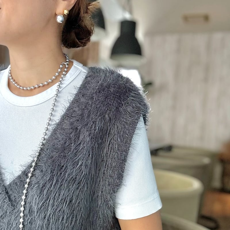 Ete コンビカラーボールロングチェーンネックレス／S ※オンライン