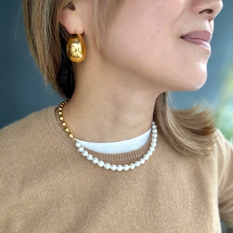 Ete　チャンキードロップピアス／L(ゴールド／シルバー)  ※オンラインショップ限定商品