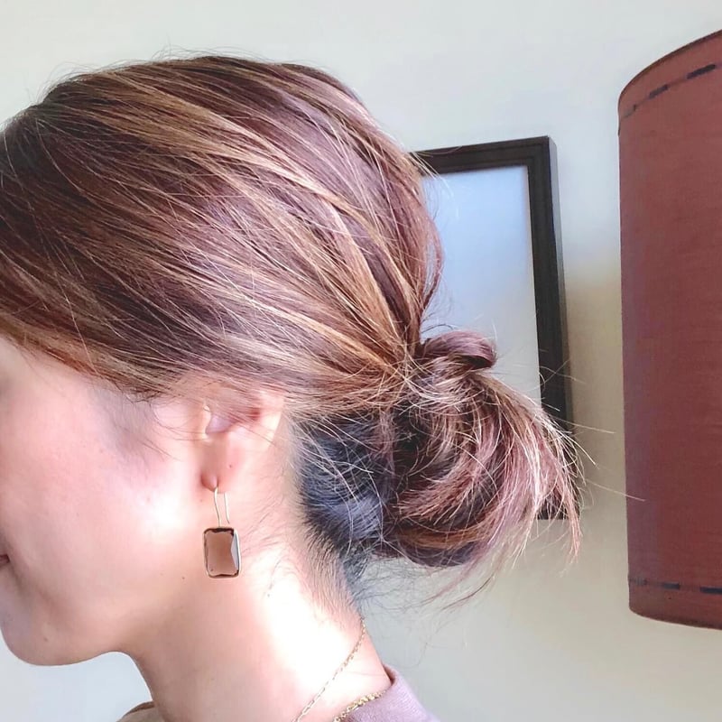 レクタングルピアス／L(スモーキークォーツ) | La Soeur