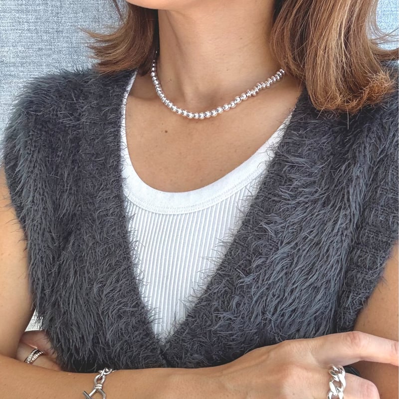 人気ブランドバ40代 メタルビーズネックレス(シルバーカラー) Soeur La | その他