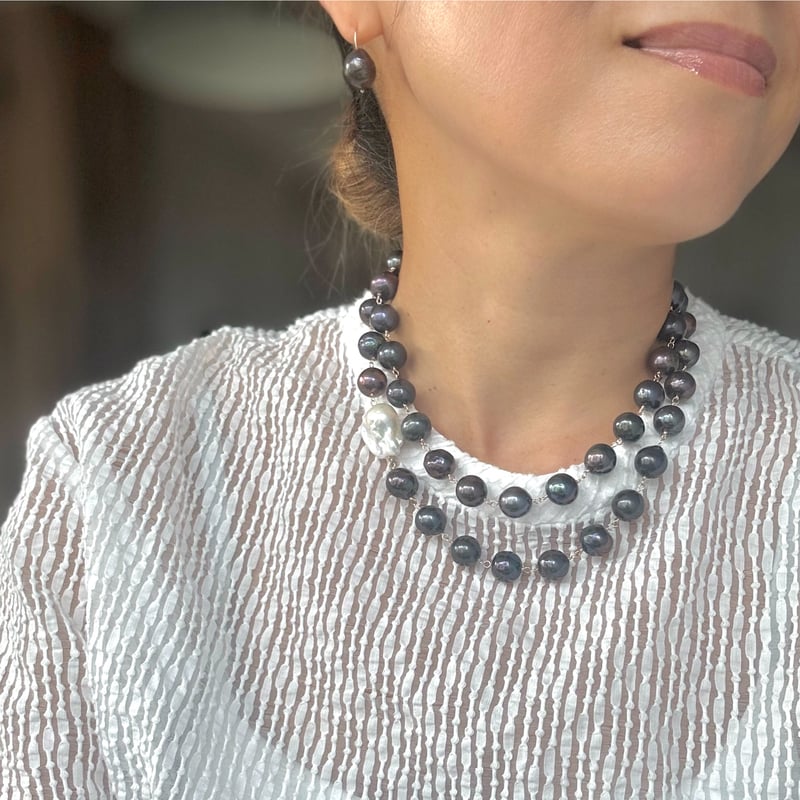 KU-UM×chika ハンドメイドロングジレ　ブラック KU-UM×chika ハンドメイドロングジレ ブラック KU-UM×chika