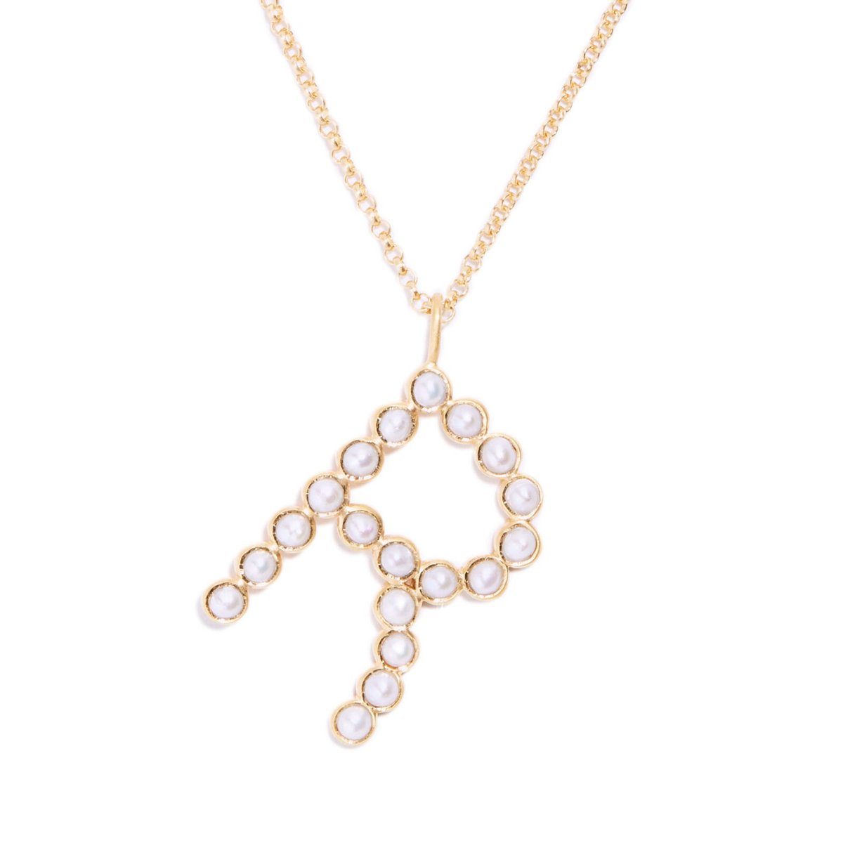 E」イニシャル ペンダントヘッド K10WG ベビーパール D0.02ct