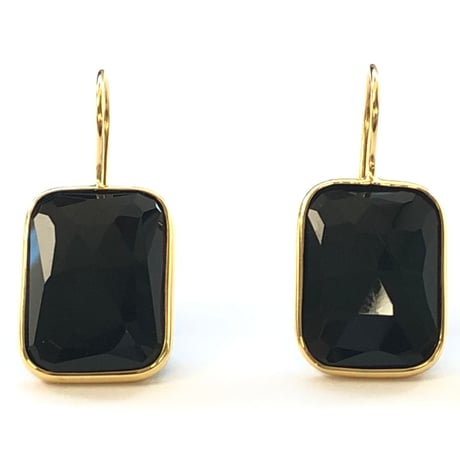 レクタングルピアス／L(ブラックオニキス)