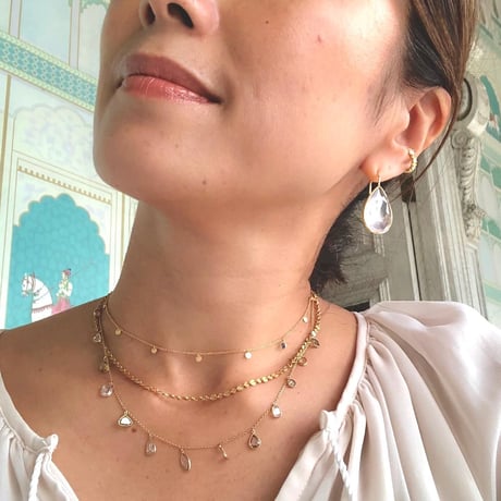ペアシェイプピアス ／L (ローズクォーツ)  ※eclat×La Soeur コラボ商品