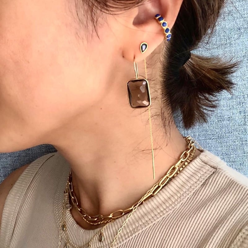 レクタングルピアス／L(シャンパンクォーツ) | La Soeur