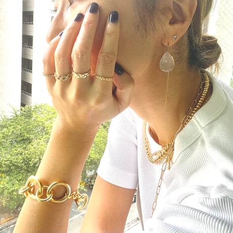 ペアシェイプピアス ／L (ローズクォーツ)  ※eclat×La Soeur コラボ商品