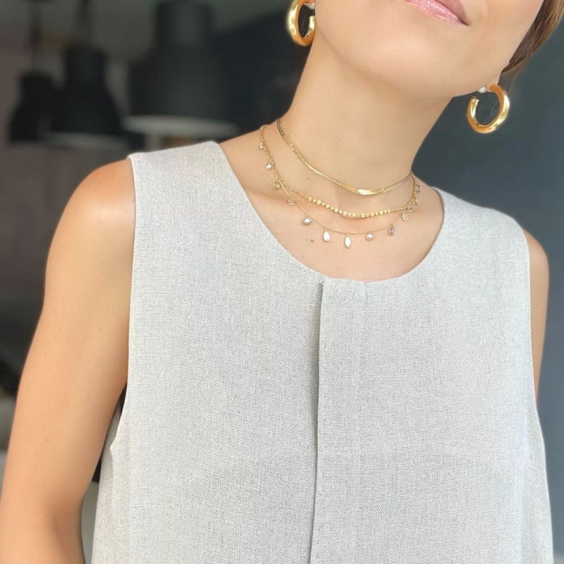 関税/送料込み【BELLGIO】18K ヘリンボーンチェーンネックレス ヘリンボーンチェーンネックレス ※オンラインショップ限定商品