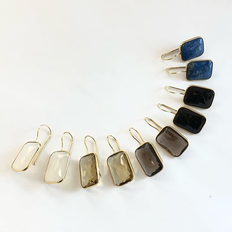 レクタングルピアス／L(ゴールデンルチルクォーツ)
