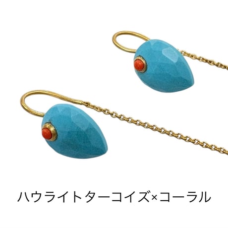 ストーンフックチェーンピアス