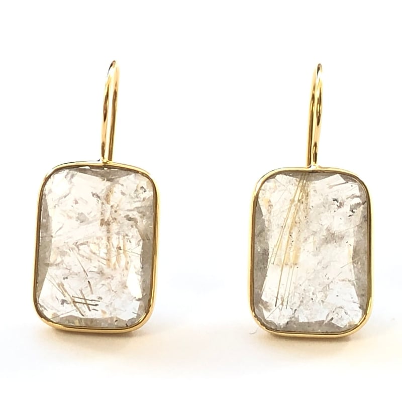 レクタングルピアス/L(ゴールデンルチルクォーツ) | La Soeur レクタングルピアス/L(ゴールデンルチルクォーツ) | La Soeur