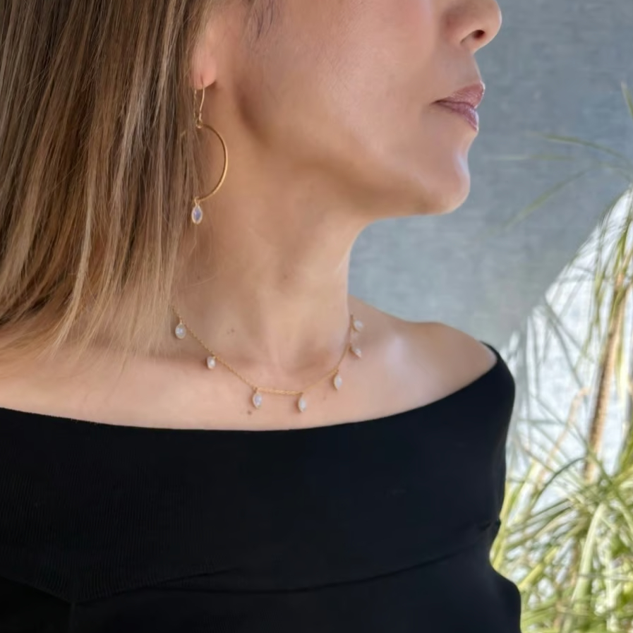 ムーンストーンフープピアス | La Soeur