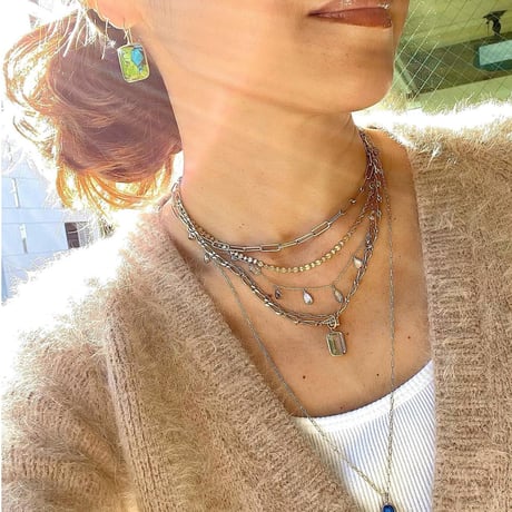 レクタングルピアス／L(グリーン×ブルーターコイズ)