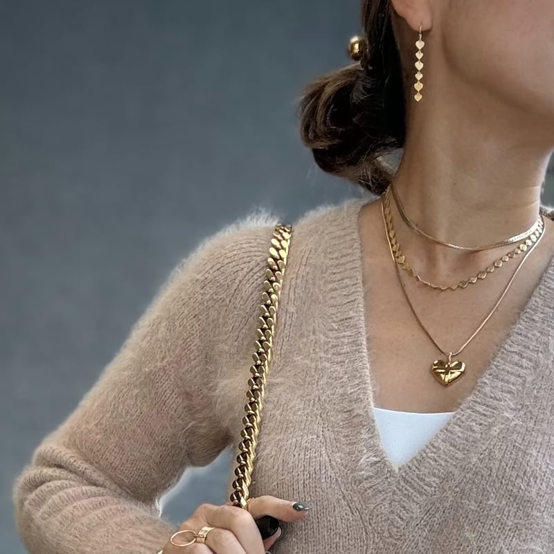 ハートゴールドプレートピアス ハートプレートピアス | La Soeur