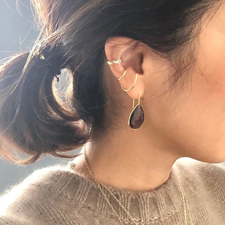 ペアシェイプピアス／L  (スモーキークォーツ)  ※eclat×La Soeur コラボ商品
