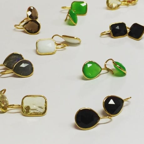 ペアシェイプピアス(レモンクォーツ)