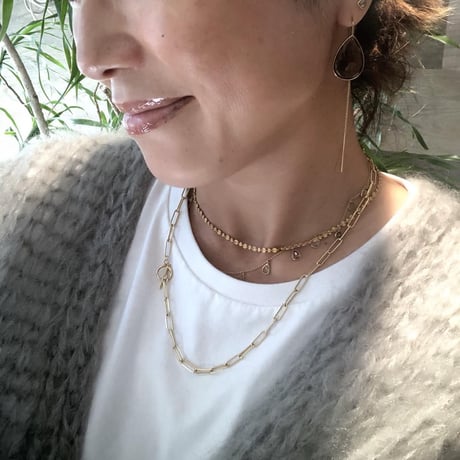 ペアシェイプピアス／L  (スモーキークォーツ)  ※eclat×La Soeur コラボ商品