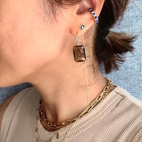 レクタングルピアス／L(シーブルーカルセドニー)