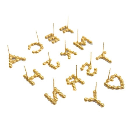 パールイニシャルピアス/ハートピアス(片耳販売)