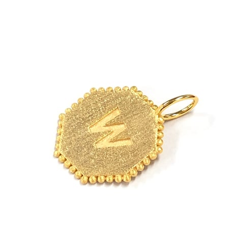 イニシャルペンダントトップ　オクタゴン(イニシャル「 ｗ」)
