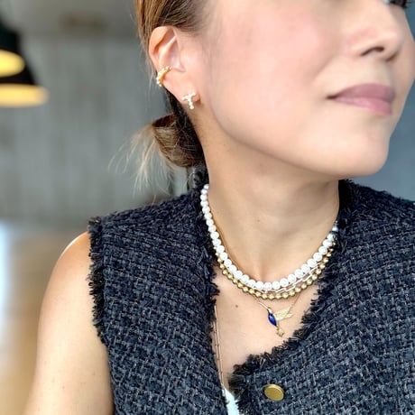 パールイニシャルピアス/ハートピアス(片耳販売)