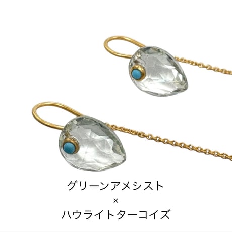 ストーンフックチェーンピアス