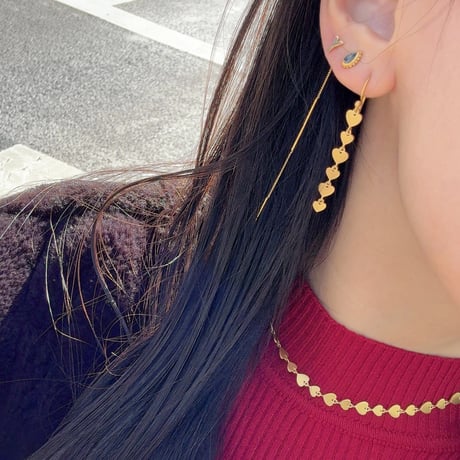 ハートプレートピアス