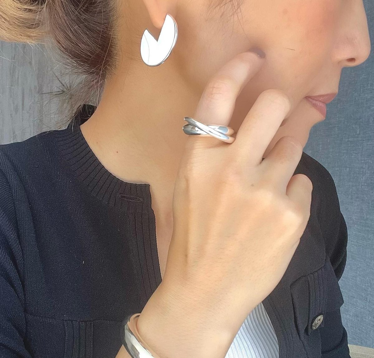 Ete ディスクピアス（ゴールド・ミルクティーカラー／シルバー