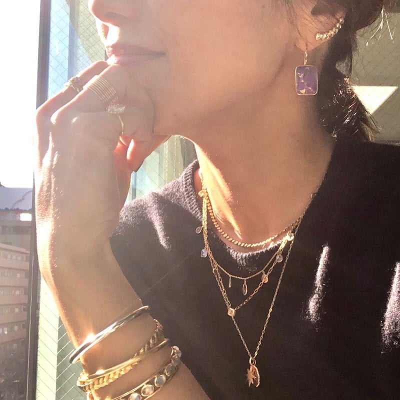 レクタングルピアス／L(アメシスト) | La Soeur