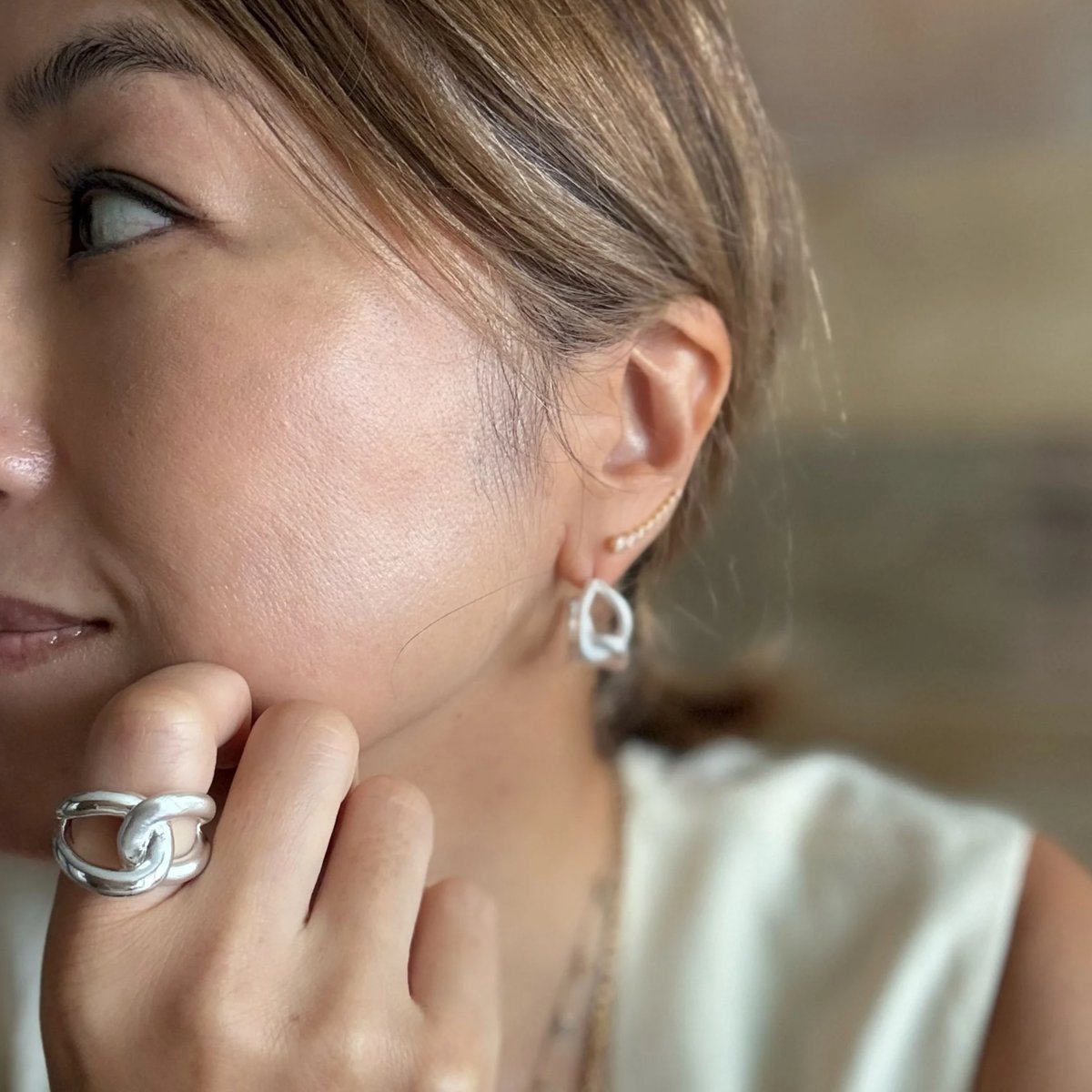 ete ピアス ゴールド シルバー箱付き Ete リエゾンピアス(ゴールド／シルバー) ※オンラインショップ限定商品