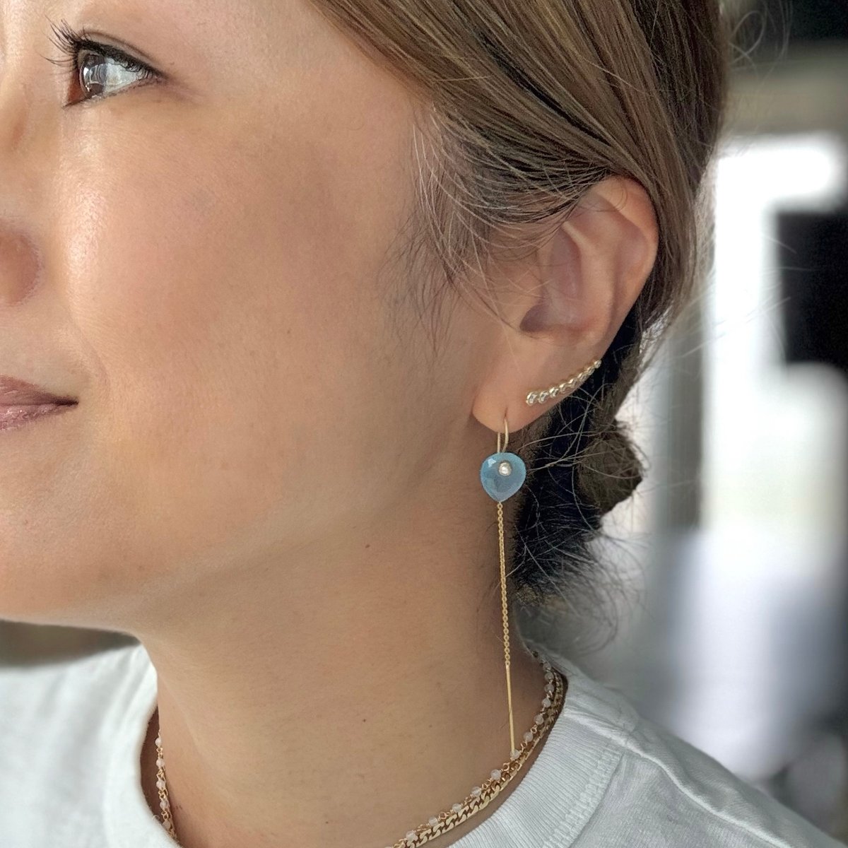 ストーンフックチェーンピアス | La Soeur