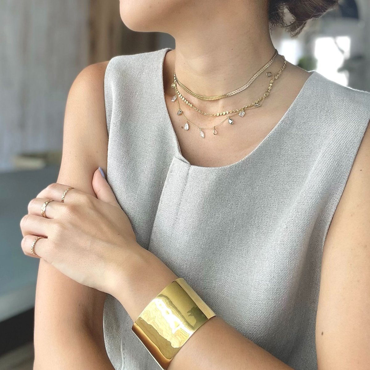 新品　ラスール⭐︎ワイド　カッコいいバングルM/L ゴールド 新品ラスール⭐︎ワイドカッコいいバングルM/L ゴールド