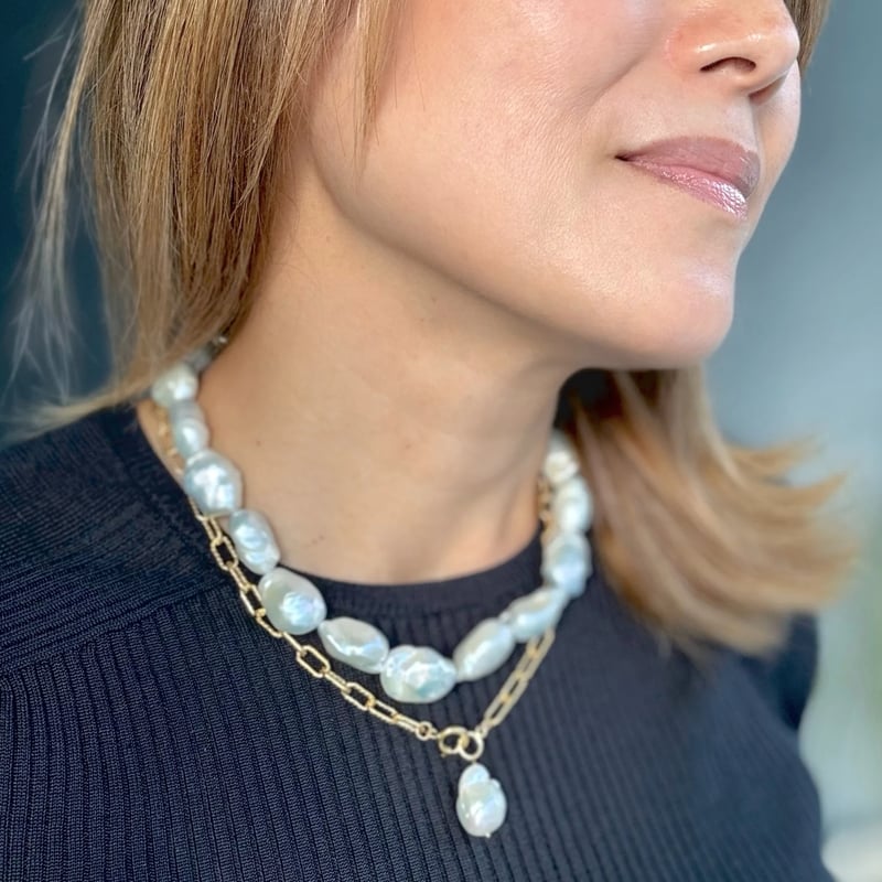 デザインチェーンパールネックレス | La Soeur