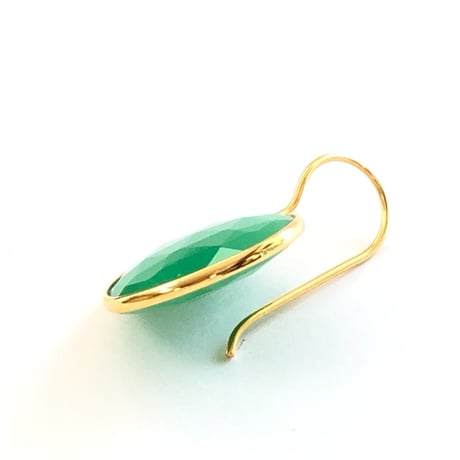 ハートシェイプピアス／L(クリソプレーズカルセドニー)