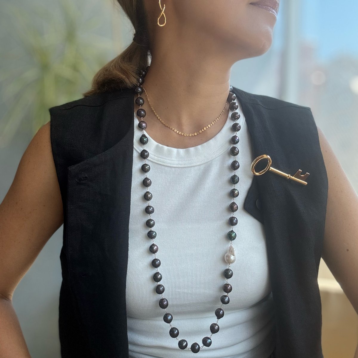 ブラックパールロングネックレス | La Soeur